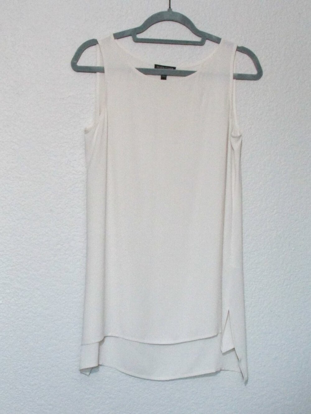 Eileen Fisher Silk Ballet Neck Long Tank Cream